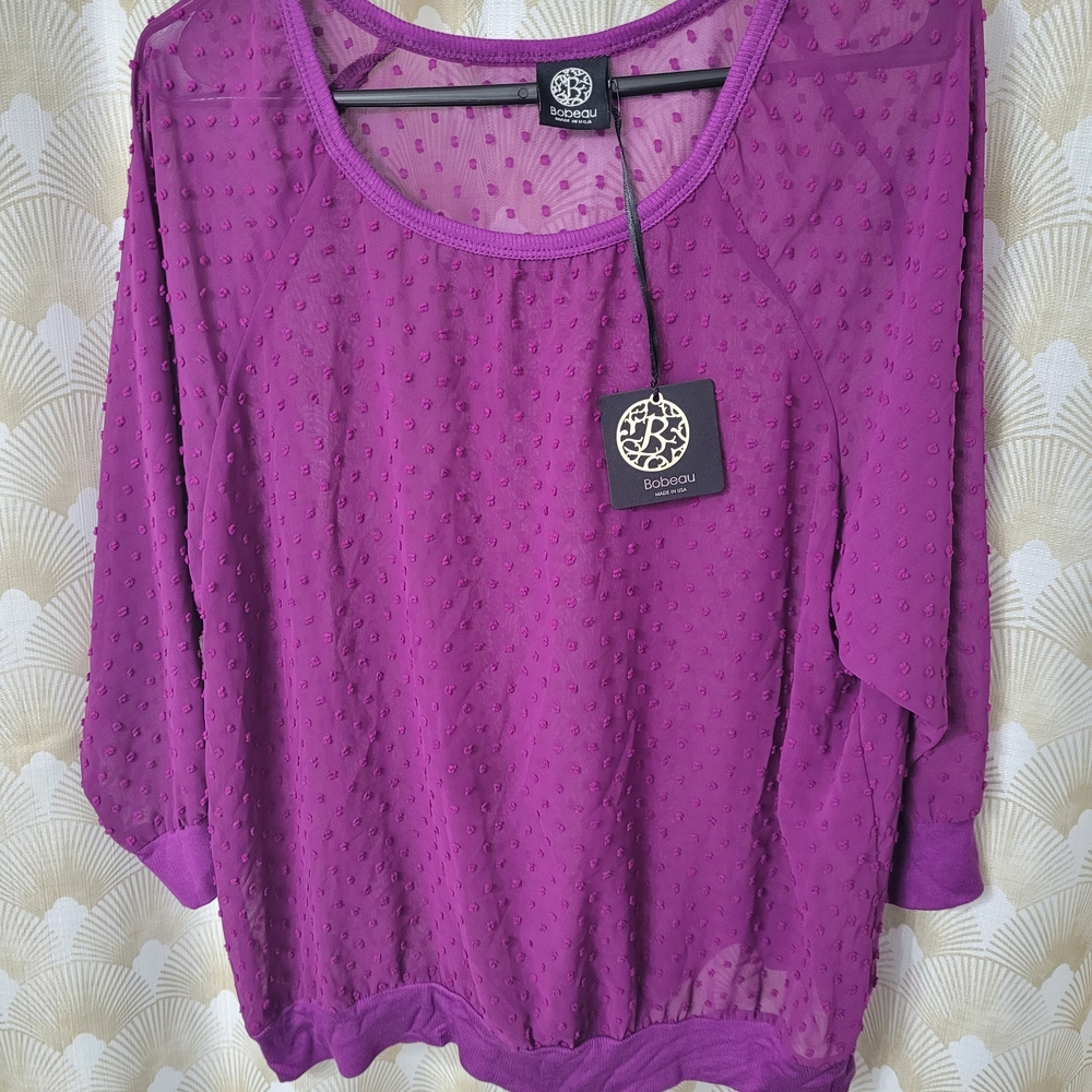 Bobeau Purple Sheer Women's Top
